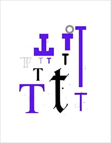 okumak T: Initial T Letter Notebook for Boys and Girls, Black &amp; violet Unique Design (8.5 x 11)