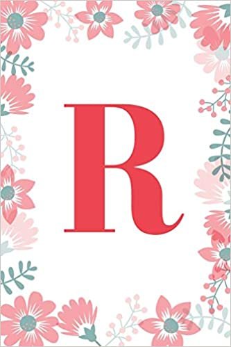 okumak R: Monogram Initial R Journal for Girls and Women, White Floral 6 x 9
