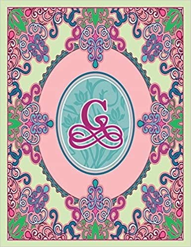okumak Journal Notebook Initial Letter &quot;G&quot; Monogram: Fun, Decorative Wide-Ruled Diary. Featuring a Unique Pink and Teal Design with Pistachio Green ... Frame Wildflowers Initial Letter Monogram)