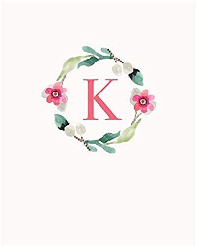 okumak K: 110 Dot-Grid Pages | Monogram Journal and Notebook with a Classic Light Pink Background of Vintage Floral Roses in a Watercolor Design | ... Journal | Monogramed Composition Notebook