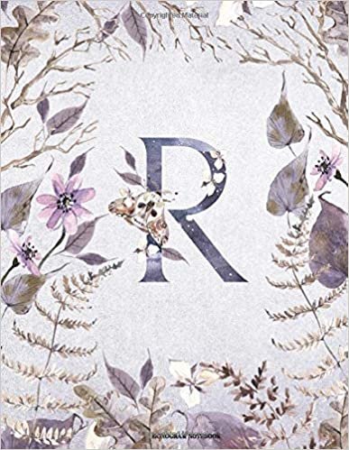 okumak R Monogram Notebook: Floral Wreath Initial Cover for Girls and Women School and Office Dot Grid Paper (Vol 1)