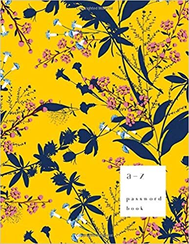 okumak A-Z Password Book: 8.5 x 11 Big Password Notebook with A-Z Alphabet Index | Large Print Format | Trendy Tropical Floral Design | Yellow