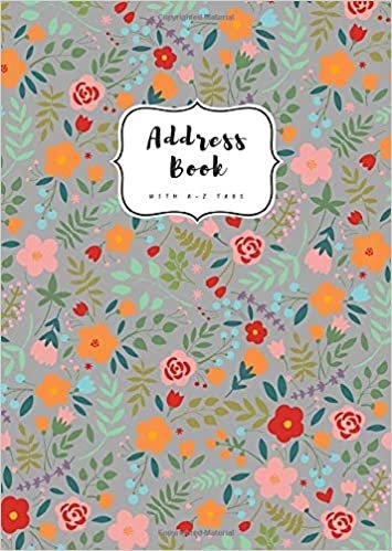 okumak Address Book with A-Z Tabs: B6 Contact Journal Small | Alphabetical Index | Colorful Mini Floral Design Gray