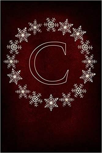 okumak C: Monogram Initial Notebook Journal with Magical Snowflake Red Cover