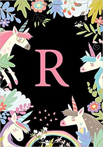 okumak R: Rainbow Unicorn Monogram Initial R Composition Notebook for School, Home, Office - 110 Lined Pages (55 Sheets) - 6.69&quot;x9.61&quot;