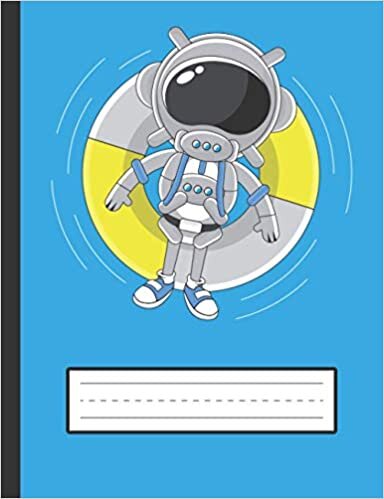 okumak Cute Astronaut Swimming - Astronaut Primary Composition Notebook For Kindergarten To 2nd Grade (K-2) Kids: Standard Size, Dotted Midline, Blank Handwriting Practice Paper Notebook For Girls, Boys