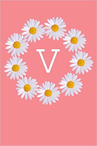 okumak V: Monogram Initial Notebook Journal with Beautiful Wild Flower Pink Cover