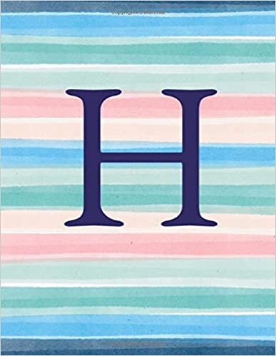 okumak H: Monogram Initial H Notebook for Women and Girls-Ombre Beachy Vibes Stripes-120 Pages 8.5 x 11