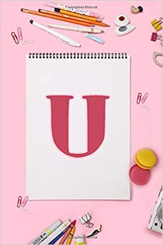 okumak U: Cute Pink Artistic Initial Monogram Notebook for Girls, Women Artists | Featuring Macarons, Pens and Paint Supplies | Blank Lined Journal &amp; Diary for Writing