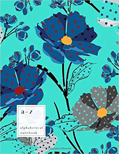 okumak A-Z Alphabetical Notebook: 8.5 x 11 Large Ruled-Journal with Alphabet Index | Polka Dot Wild Flower Cover Design | Turquoise