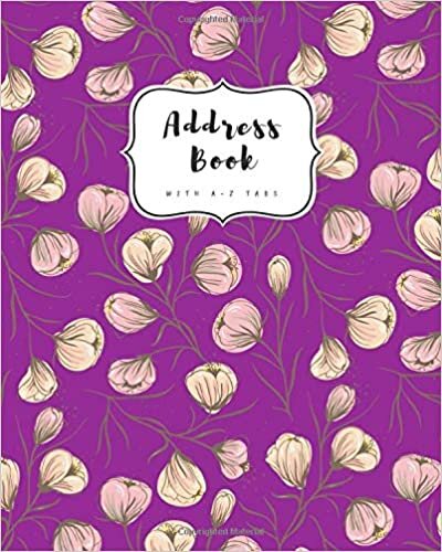 okumak Address Book with A-Z Tabs: 8x10 Contact Journal Jumbo | Alphabetical Index | Large Print | Flower Bud Pattern Design Purple