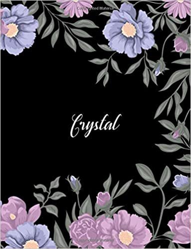 okumak Crystal: 110 Ruled Pages 55 Sheets 8.5x11 Inches Climber Flower on Background Design for Note / Journal / Composition with Lettering Name,Crystal