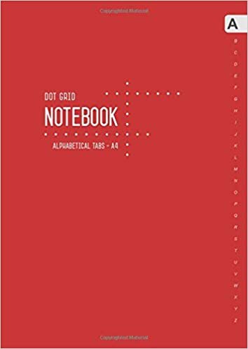 okumak Dot Grid Notebook Alphabetical Tabs A4: Large Journal Organizer with A-Z Index Sections | 5mm Dotted Pages | Smart Design Red