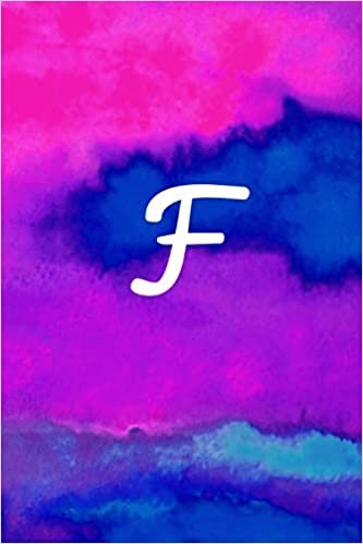 okumak F: Letter F Monogram, Pink Purple &amp; Blue Watercolor Writing Notebook with Personal Name F Initial Journal cover, 6x9 inch lined college ruled paper, perfect bound Matte Soft Cover Diary