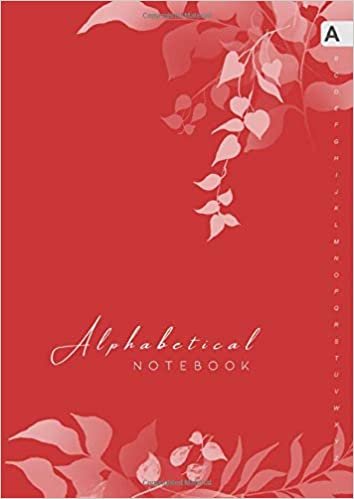 okumak Alphabetical Notebook: A4 Lined-Journal Organizer Large | A-Z Alphabetical Tabs Printed | Cute Shadow Floral Decoration Design Red