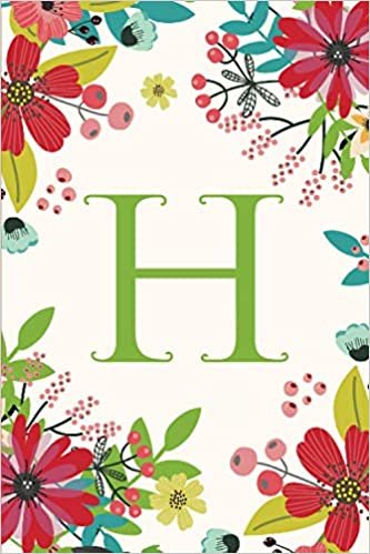 okumak H (6x9 Journal): Lined Writing Notebook with Monogram, 120 Pages -- Pink, Green, Teal Flowers (Pretty Flowered Monogram Notebook Journals): Volume 8