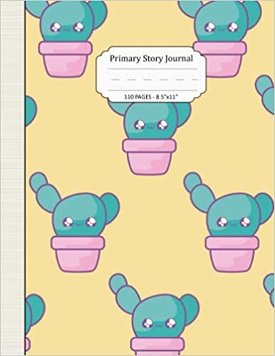 okumak Primary Story Journal: Composition Notebook, Grades K-2 School Exercise Book, Dotted Midline and Picture Space, 110 Story Pages, Organic Patterns, Beauty Cactus Cover Book Design No, 26