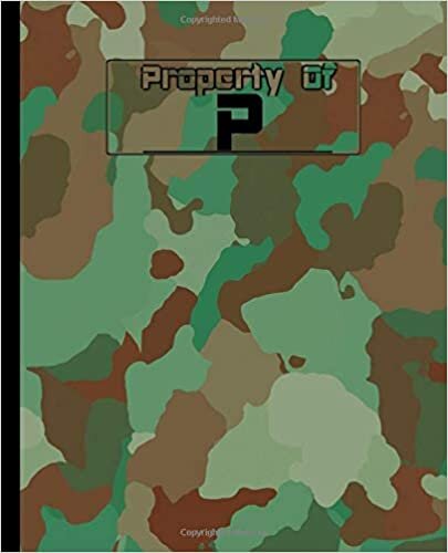 okumak Composition Notebook Wide Rule: Monogram Initial P Journal Lined blank notepad Camouflage cover 7.5 x 9.25 100+ pages