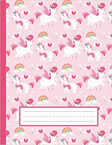 okumak Cute Unicorns, Flying Hearts - Unicorn Draw And Write Journal Primary Composition Notebook For Grades K-2 Kids: Standard Size, Draw And Write On Front Page, Story Writing On Back Page For Girls, Boys