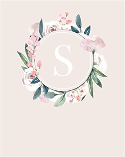 okumak S: 110 Dot-Grid Pages | Monogram Journal and Notebook with a Classic Light Pink Background of Vintage Floral Roses and Peonies in a Watercolor Design ... Journal | Monogramed Composition Notebook