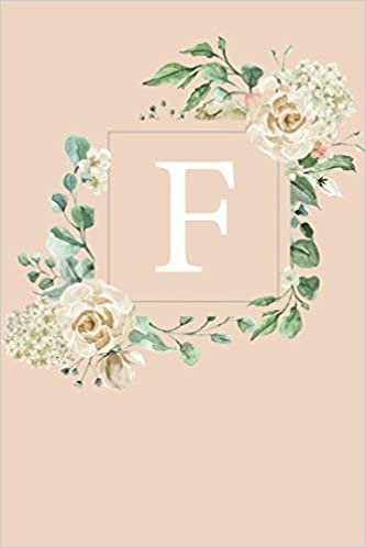 okumak F: White Roses and Peonies Monogram Sketchbook  | 110 Sketchbook Pages (6 x 9) | Floral Watercolor Monogram Sketch Notebook | Personalized Initial Letter Journal | Monogramed Sketchbook