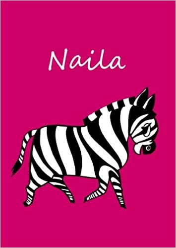 okumak Naila: personalisiertes Malbuch / Notizbuch / Tagebuch - Zebra - A4 - blanko