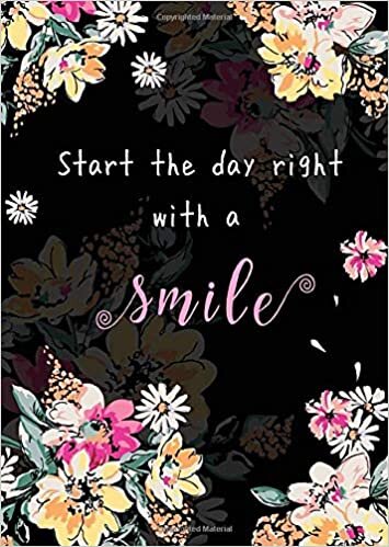 okumak Start The Day Right with A Smile: B6 Large Print Password Notebook with A-Z Tabs | Small Book Size | Colorful Painting Flower Design Black