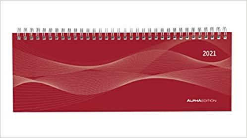 okumak Tisch-Querkalender PP-Cover rot 2021 - Büro-Planer 29,7x10,5 cm - Tisch-Kalender - 1 Woche 2 Seiten - Ringbindung - Alpha Edition
