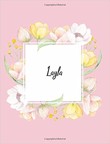 okumak Layla: 110 Ruled Pages 55 Sheets 8.5x11 Inches Water Color Pink Blossom Design for Note / Journal / Composition with Lettering Name,Layla