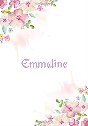 okumak Emmaline: 7x10 inches 110 Lined Pages 55 Sheet Floral Blossom Design for Woman, girl, school, college with Lettering Name,Emmaline
