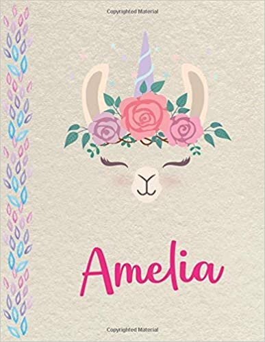 okumak Amelia: Personalized Llama Primary Composition Notebook for girls with pink Name: handwriting practice paper for Kindergarten to 2nd Grade Elementary ... composition books k 2, 8.5x11 in, 110 pages )