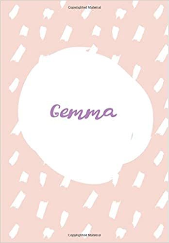 okumak Gemma: 7x10 inches 110 Lined Pages 55 Sheet Rain Brush Design for Woman, girl, school, college with Lettering Name,Gemma