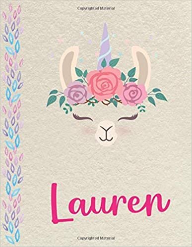 okumak Lauren: Personalized Llama Primary Composition Notebook for girls with pink Name: handwriting practice paper for Kindergarten to 2nd Grade Elementary ... composition books k 2, 8.5x11 in, 110 pages )