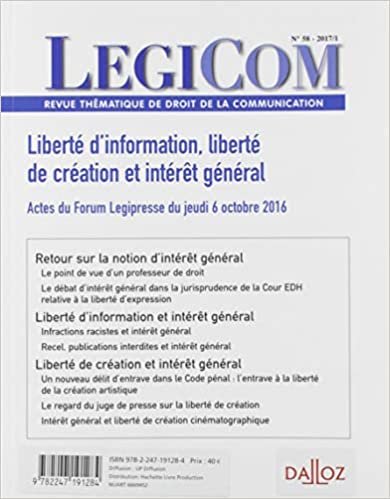 okumak Legicom n°58 - Liberté d&#39;information, liberté de création et intérêt général (DZ.LEGIPRESSE)