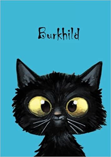 okumak Burkhild: Personalisiertes Notizbuch, DIN A5, 80 blanko Seiten mit kleiner Katze auf jeder rechten unteren Seite. Durch Vornamen auf dem Cover, eine ... Coverfinish. Über 2500 Namen bereits verf