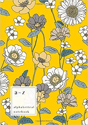 okumak A-Z Alphabetical Notebook: A5 Medium Ruled-Journal with Alphabet Index | Pretty Drawing Floral Cover Design | Yellow