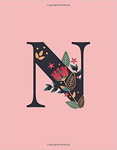 okumak N: Monogram Initial N Composition Notebook for School, Work, Home - 110 Lined Pages (55 Sheets) - Pink Floral, 8.5&quot;x11&quot; Large