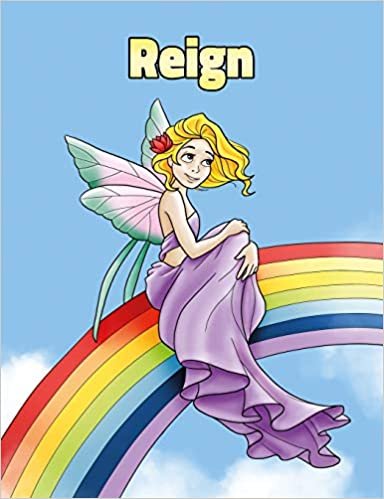 okumak Reign: Personalized Composition Notebook – Wide Ruled (Lined) Journal. Rainbow Fairy Cartoon Cover. For Grade Students, Elementary, Primary, Middle School, Writing and Journaling