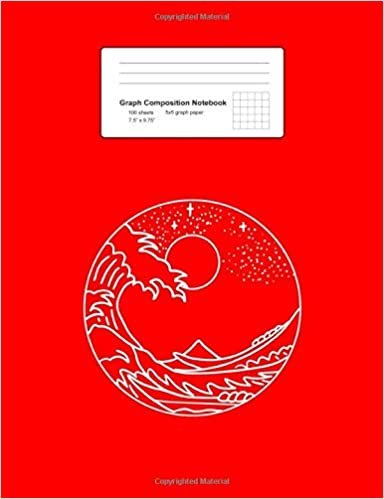 okumak Graph Composition Notebook: The Great Wave Off Kanagawa Minimal Line Art Nature Gift - Red Math, Physics, Science Exercise Book - 5x5 Graph Paper - ... Teens, Boys, Girls - 7.5&quot;x9.75&quot; 100 pages