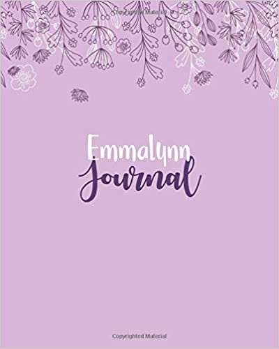 okumak Emmalynn Journal: 100 Lined Sheet 8x10 inches for Write, Record, Lecture, Memo, Diary, Sketching and Initial name on Matte Flower Cover , Emmalynn Journal
