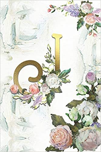 okumak J: Roses Journal, personalized monogram initial J blank lined notebook | Decorated interior pages with Roses