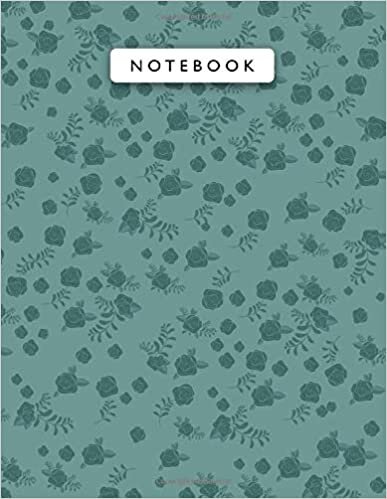 okumak Notebook Celadon Green Color Mini Vintage Rose Flowers Patterns Cover Lined Journal: Monthly, 110 Pages, Planning, College, Wedding, 21.59 x 27.94 cm, Journal, 8.5 x 11 inch, Work List, A4