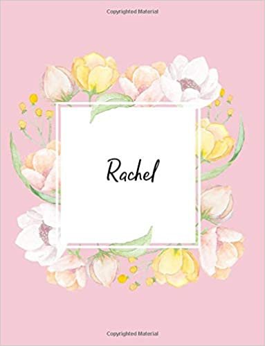 okumak Rachel: 110 Ruled Pages 55 Sheets 8.5x11 Inches Water Color Pink Blossom Design for Note / Journal / Composition with Lettering Name,Rachel