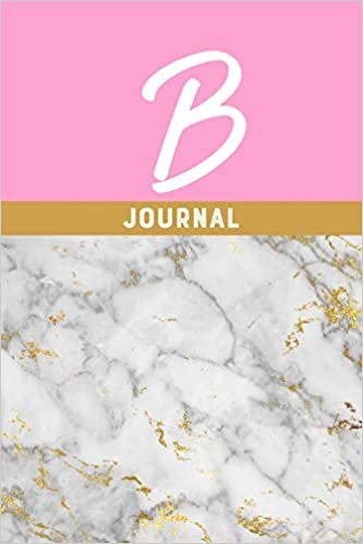 okumak B Journal: Monogram Initial Letter B Notebook for Women Marble Gold Pink Design