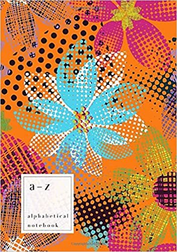 okumak A-Z Alphabetical Notebook: A5 Medium Ruled-Journal with Alphabet Index | Abstract Grunge Flower Cover Design | Orange