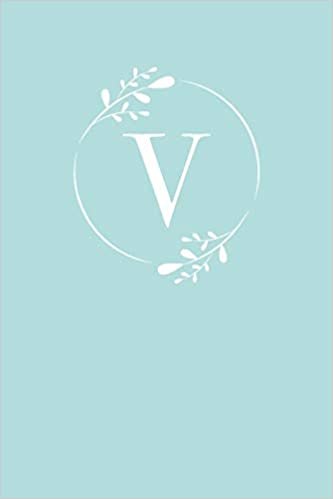 okumak V: 110 Sketch Pages (6 x 9) | Light Blue Monogram Sketchbook Notebook with a Simple Floral Emblem | Personalized Initial Letter | Monogramed Sketchbook
