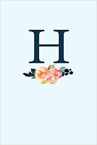 okumak H: 110 Sketchbook Pages | Monogram Sketch Notebook with a Classic Light Blue Background of Vintage Floral Watercolor Design | Personalized Initial Letter Journal | Monogramed Sketchbook