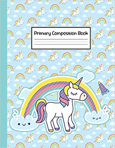 okumak Unicorn Primary Composition Book: Dotted Midline and Picture Space Journal K-2 Handwriting Practice Exercise Book For Kids, Boys, Girls