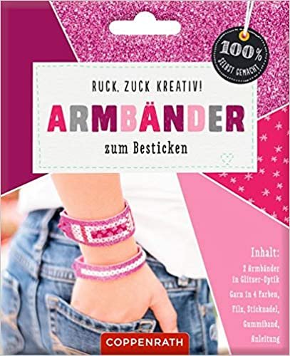 okumak Ruck, zuck kreativ! Armbänder zum Besticken: Armbänder in Glitzer-Optik - pink