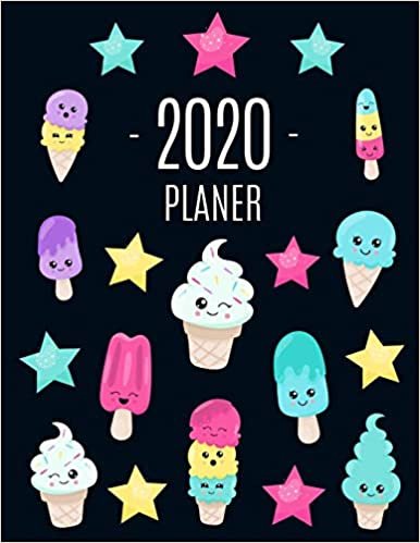 Eis Planer 2020: Monatsplaner 2020 mit Wochenübersicht - Raum für Notizen - Januar - Dezember 2020 Agenda - Ideal für die Schule, Studium und das Büro